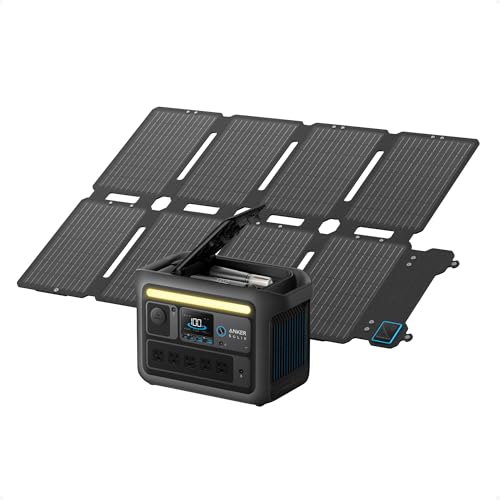 Anker SOLIX C800X Portable Power Station with 100W Solar Panel, 1200W Solar Generator with Camping Lights, 768Wh LiFePO4 Battery for Outdoor Camping, RVs, Road Trip, and Power Outa
