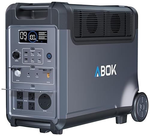 ABOK Ark3600 Portable Power Station, 3840Wh LiFePO4 Battery, Expandable to 11520Wh, 3H Fast Charge, 15 Outlets, UPS 10ms, 3600W Solar Generator for Home Backup, Camping, RV