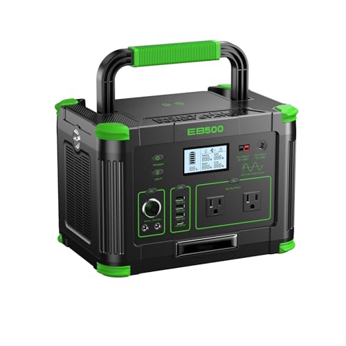 Portable Power Station 500W (Peak 1000W), 519.48Wh Solar Generator with 2x120V AC Outlets & USB-C PD 60W, 10-Port Power Bank with Wireless Charger for Outdoor Camping, RV Trips, Home Emergency Backup