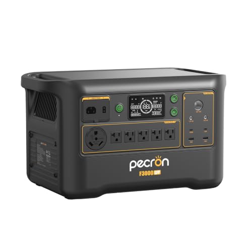 PECRON Portable Power Station F3000LFP, 3072Wh Solar Generator, 3600W LiFePO4 Battery Home Backup, Fast Charging, 120V AC Input and AC Output, Can Expand to 10752Wh, Perfect for Home, Camping, RV