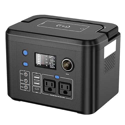 powkey Portable Power Station 350W, 260Wh/70,000mAh Backup Lithium Battery, 110V Pure Sine Wave Power Bank with 2 AC Outlets, Portable Generator for Outdoors Camping Travel Hunting Emergency