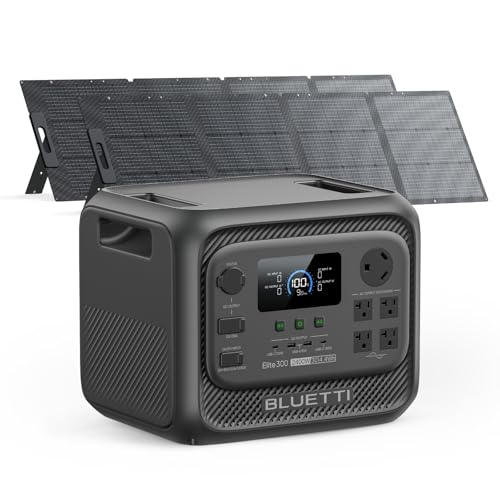 BLUETTI Elite 300 Solar Generator with 2×200W Solar Panels Included (Ship Separately), 3014.4Wh LFP Battery Backup w/ 2400W AC Outlets (4800W Surge), Compact 3kWh for Home Backup, Camping & RV Power