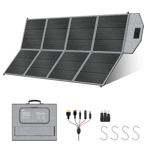 400W Portable Solar Panel, Camping Essentials Foldable Solar Panels Charger with Adjustable Kickstand IP65 Waterproof for Power Station Outdoor RV Camer Off Grid Hiking Emergency Power Backup