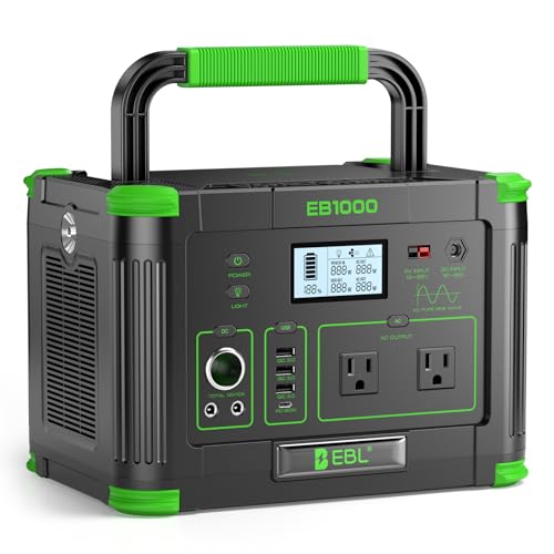 EBL Portable Power Station 1000W Solar Generator 999Wh Fast Charging Backup Battery with 10W Wireless Charging & Multiple Ports for Camping, Home Backup, RV & Off-Grid