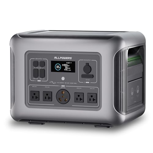ALLPOWERS R2500 V2 Portable Power Station 2500W (Peak 5000W) Solar Generator, 1920Wh LiFePO4 Battery, Ultra-Fast 0-80% Charging in 1 Hour for Home Backup, Power Outages, Outdoor Camping, and RVs