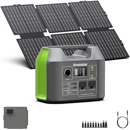 Portable Solar Generator, 300W Portable Power Station with Foldable 60W Solar Panel, 110V Pure Sine Wave 296Wh 80000mAh Lithium Battery Pack for Home Use RV Van Outdoor Camping-Panel included