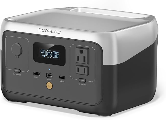 EF ECOFLOW Portable Power Station RIVER 2, 256Wh LiFePO4 Battery/ 1 Hour Fast Charging, 2 Up to 600W AC Outlets, Solar Generator (Solar Panel Optional) for Outdoor Camping/RVs/Home