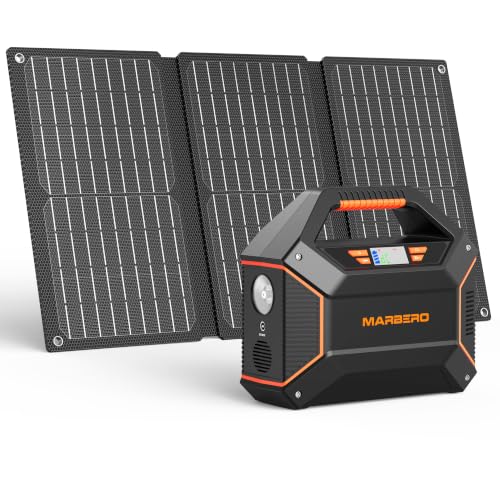 MARBERO 155Wh Solar Generator with Solar Panel Included 30W Portable Power Station 100W 150W Surge Multi-Output Solar Powered Generator Ultra Lightweight for Camping Emergency Blackout