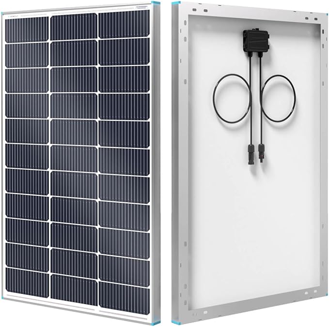 Renogy Solar Panel 100 Watt 12 Volt, High-Efficiency Monocrystalline PV Module Power Charger for RV Marine Rooftop Farm Battery and Other Off-Grid Applications, RNG-100D-SS, Single - Build quality and design details up close
