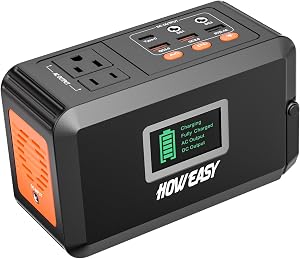 HOWEASY Portable Power Station,120W(240W Peak) Solar Generator,88Wh Lithium Battery Power