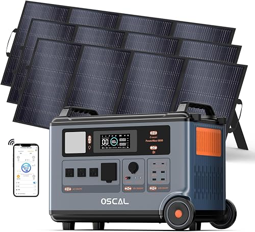 OSCAL PowerMax 6000 Solar Generator with 3×400W Solar Panel, 120V/240V — Our hands-on testing setup for dji power 500 for osmo poc