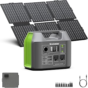 Portable Solar Generator, 300W Portable Power Station with Foldable 60W Solar Panel, 110V