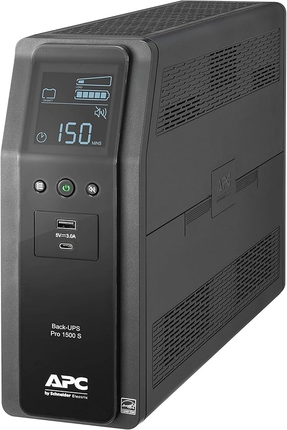 APC UPS Back-UPS Pro 1500VA Sinewave UPS, 900W Battery Backup & Surge Protector, AVR, 10 Outlets, LCD, USB-C & USB-A Charging Ports, BR1500MS2 Uninterruptible Power Supply for Comp - Our recommended configuration for best results