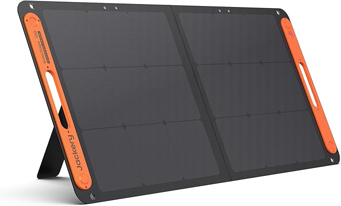 Jackery SolarSaga 100W Bifacial Portable Solar Panel for Explorer 240/300/500/1000/1500 Power Stations, Foldable Solar Cell Solar Charger with USB Outputs for Phones, Rooftops, Out