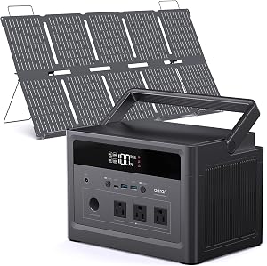 600W Solar Generator with 100W Panel, 1200W Surge Portable Power Station 576Wh LiFePO4 Bat