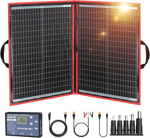 DOKIO 100W Portable Foldable Solar Panel Kit (19x26in, 5.3lb), with Se — Our recommended configuration for best results
